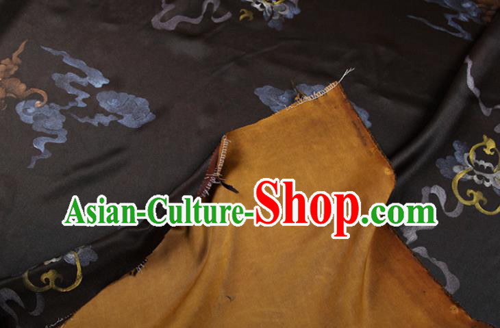 China Gambiered Guangdong Gauze Traditional Fabric Classical Butterfly Pattern Black Silk