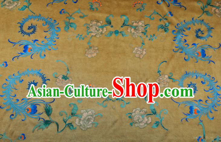 China Yellow Gambiered Guangdong Gauze Traditional Cheongsam Silk Fabric Classical Cloth Drapery