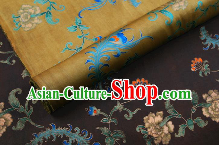 China Yellow Gambiered Guangdong Gauze Traditional Cheongsam Silk Fabric Classical Cloth Drapery
