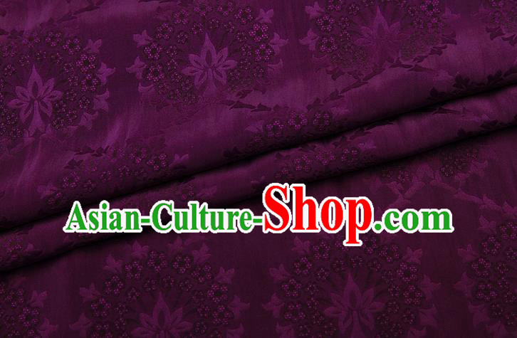 China Traditional Cheongsam Deep Purple Silk Fabric Classical Gambiered Guangdong Gauze
