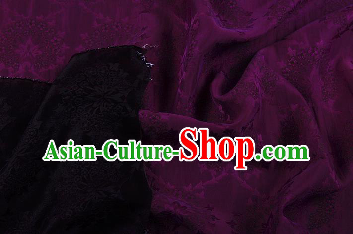 China Traditional Cheongsam Deep Purple Silk Fabric Classical Gambiered Guangdong Gauze