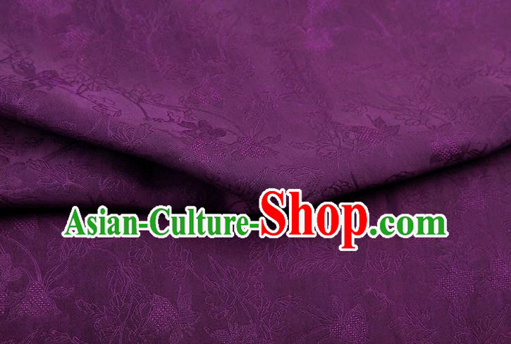 China Traditional Jacquard Drapery Classical Cheongsam Gambiered Guangdong Gauze Purple Silk Fabric