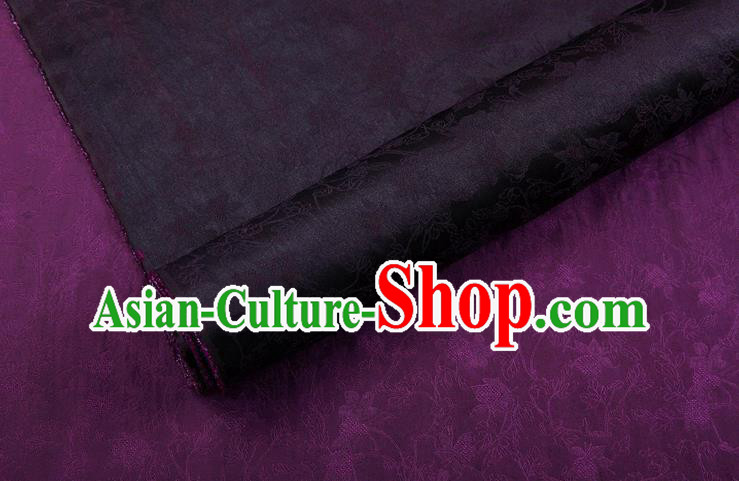 China Traditional Jacquard Drapery Classical Cheongsam Gambiered Guangdong Gauze Purple Silk Fabric
