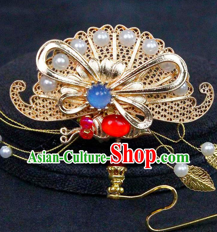 China Traditional Ming Dynasty Princess Hair Stick Ancient Palace Lady Golden Hairpin