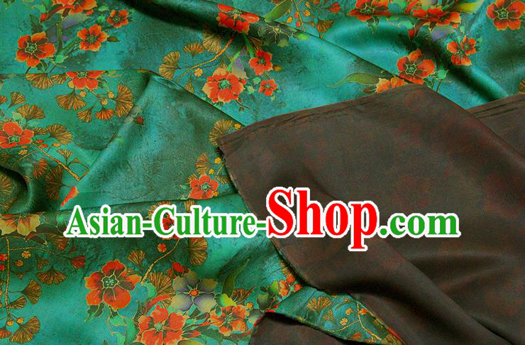 China Traditional Flowers Pattern Gambiered Guangdong Gauze Silk Fabric Classical Green Brocade