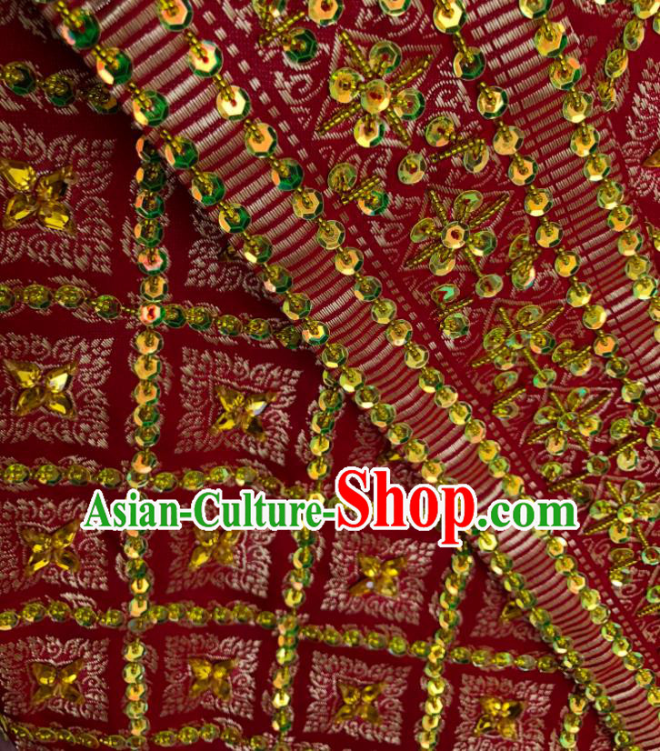 Asian Thai Wedding Uniforms Traditional Thailand Red Blouse and Skirt Bride Dress Clothing