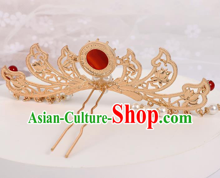 China Traditional Song Dynasty Princess Hair Sticks Ancient Palace Lady Golden Hairpin