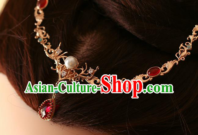 China Traditional Tang Dynasty Palace Lady Hair Jewelry Ancient Princess Eyebrow Pendant