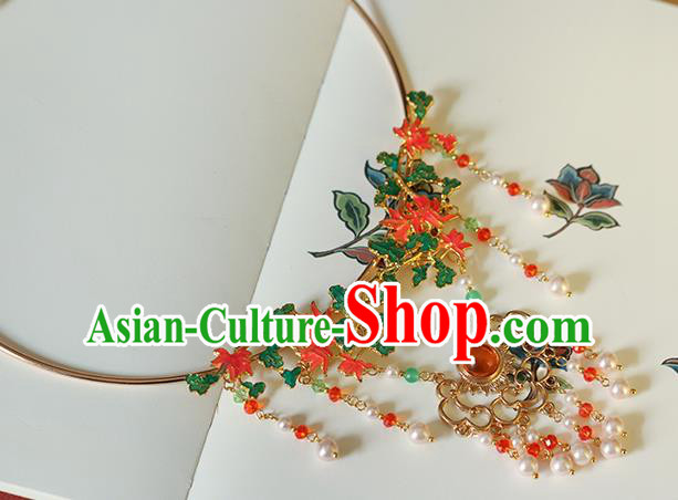 Chinese Traditional Hanfu Necklace Accessories Ancient Palace Lady Pearls Tassel Necklet