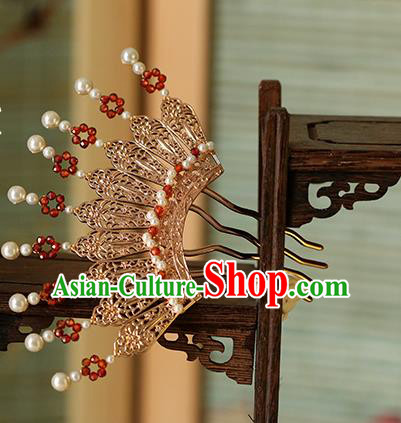 China Traditional Tang Dynasty Palace Lady Hairpin Ancient Princess Golden Hair Comb