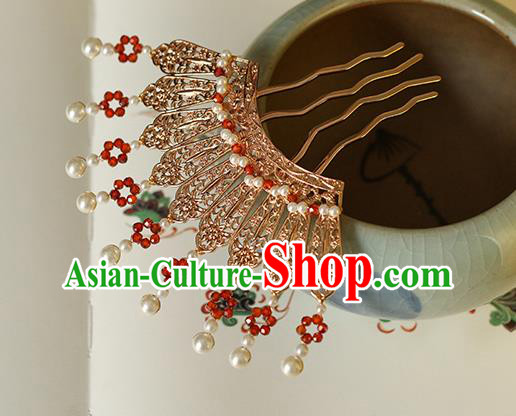 China Traditional Tang Dynasty Palace Lady Hairpin Ancient Princess Golden Hair Comb