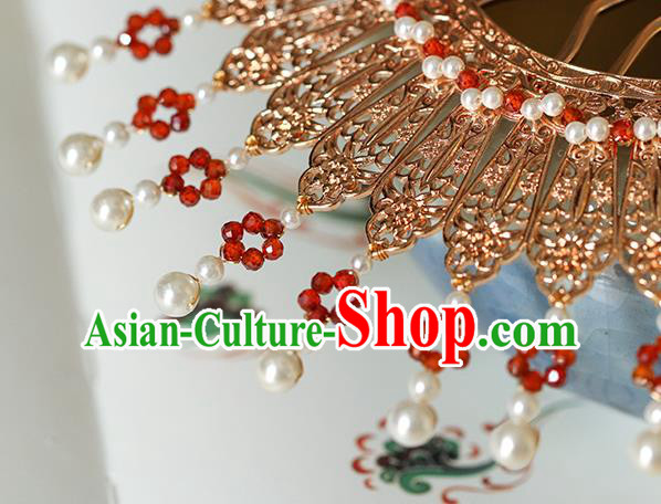 China Traditional Tang Dynasty Palace Lady Hairpin Ancient Princess Golden Hair Comb