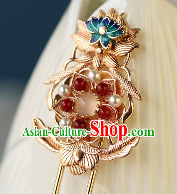 China Traditional Ming Dynasty Court Woman Hairpin Ancient Empress Pearls Tassel Hair Stick