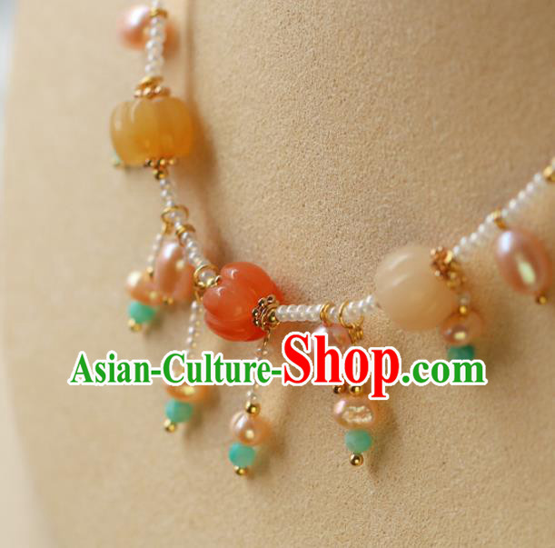 Chinese Traditional Tang Dynasty Pearls Necklace Accessories Ancient Court Beauty Necklet