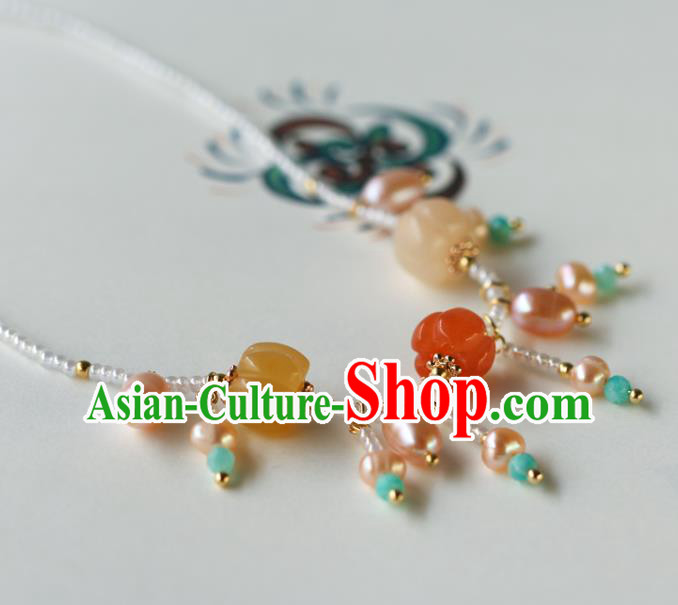 Chinese Traditional Tang Dynasty Pearls Necklace Accessories Ancient Court Beauty Necklet