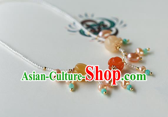 Chinese Traditional Tang Dynasty Pearls Necklace Accessories Ancient Court Beauty Necklet