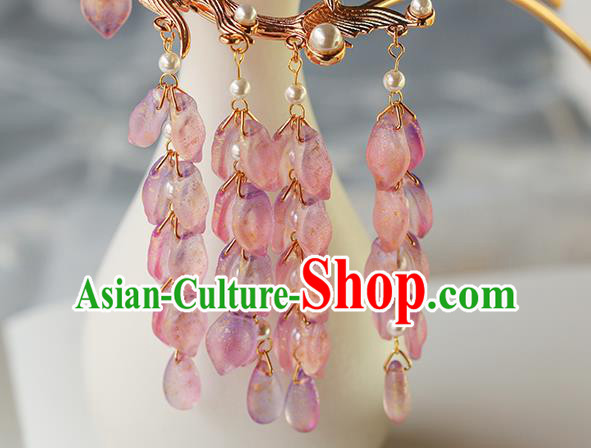 China Traditional Ming Dynasty Goldfish Hairpin Ancient Princess Wisteria Tassel Hair Stick