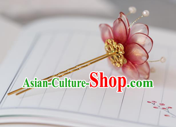 China Traditional Cheongsam Hairpin Ancient Princess Pink Sakura Hair Stick