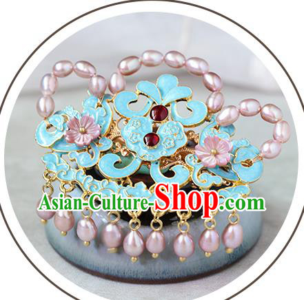 China Traditional Qing Dynasty Court Woman Hairpin Ancient Imperial Concubine Pearls Hair Stick