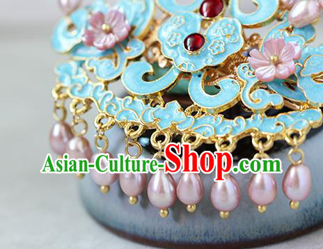 China Traditional Qing Dynasty Court Woman Hairpin Ancient Imperial Concubine Pearls Hair Stick