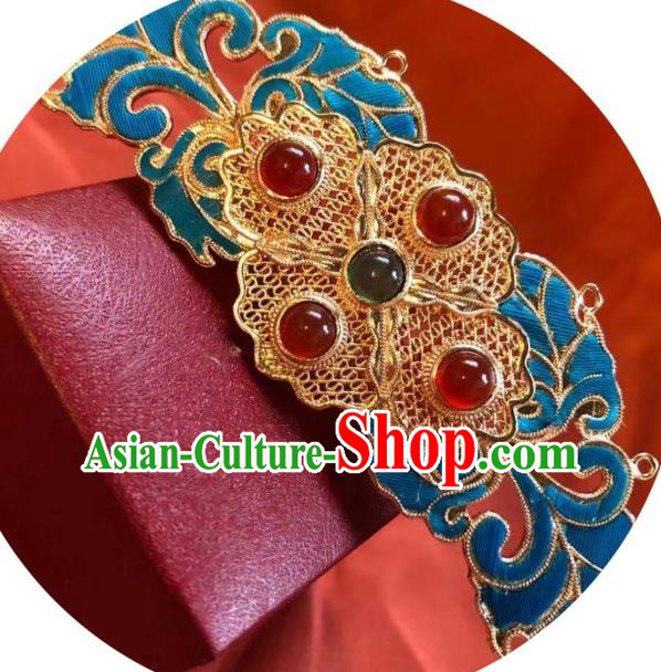 China Traditional Ming Dynasty Empress Hair Crown Ancient Royal Queen Agate Hairpin