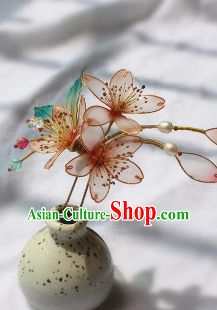 China Traditional Hanfu Peach Blossom Hair Stick Ancient Palace Princess Hairpin
