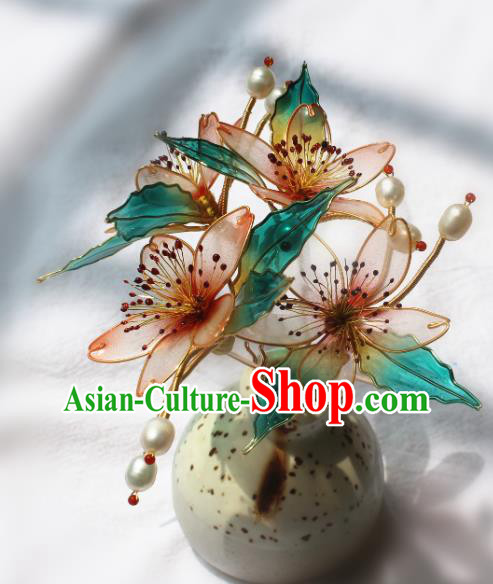 China Traditional Hanfu Peach Blossom Hair Stick Ancient Palace Princess Hairpin