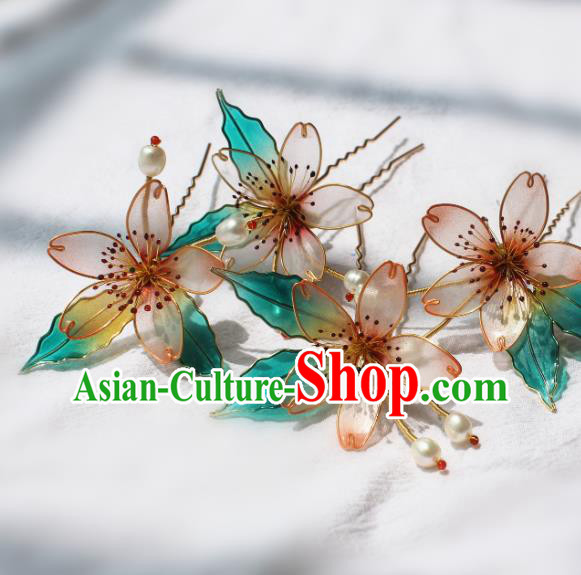 China Traditional Hanfu Peach Blossom Hair Stick Ancient Palace Princess Hairpin