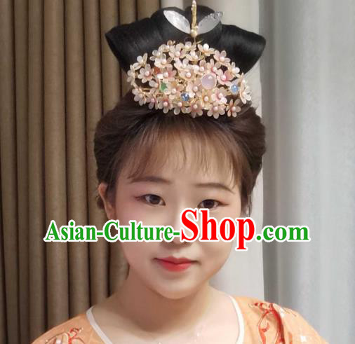 China Ancient Imperial Concubine Hairpin Traditional Song Dynasty Yellow Flowers Dragonfly Hair Crown