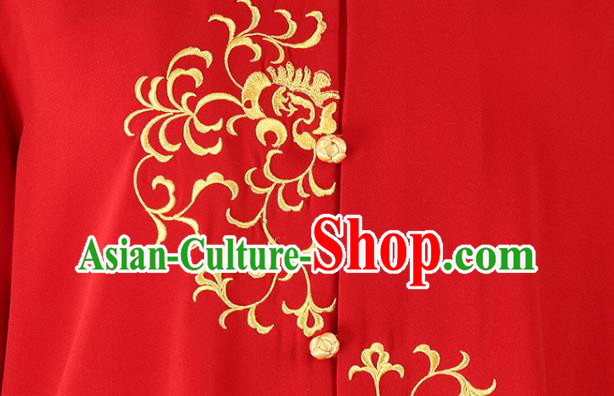 China Traditional Kung Fu Red Uniforms Tai Chi Competition Performance Costumes
