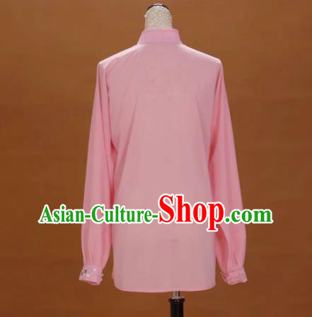 China Tai Chi Competition Costumes Traditional Kung Fu Embroidered Plum Blossom Pink Uniforms