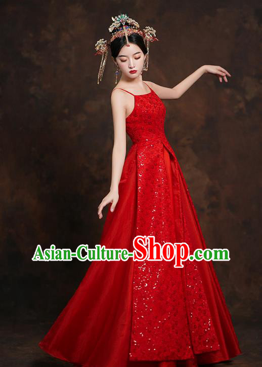 China Classical Bride Red Blouse and Dress Traditional Embroidered Wedding Costumes