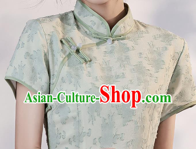 China Traditional Light Green Qipao Dress National Modern Dance Cheongsam
