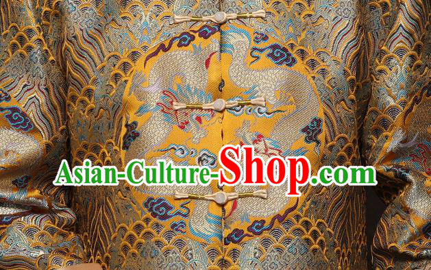 Chinese Classical Bridegroom Clothing Traditional Wedding Costume Golden Mandarin Jacket and Long Robe
