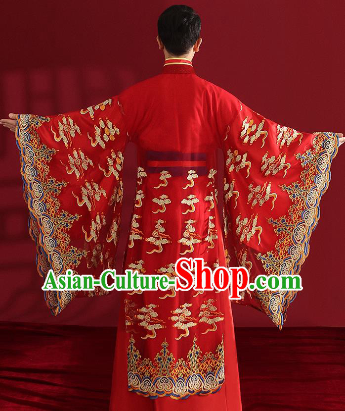 Chinese Ancient Emperor Hanfu Clothing Traditional Wedding Bridegroom Embroidered Costumes
