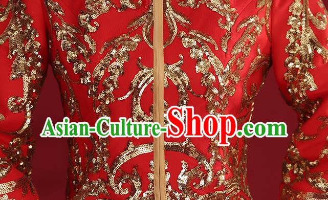 China Traditional Wedding Costumes Ancient Bride Embroidered Red Xiuhe Suits