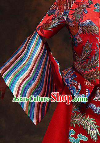 Chinese Embroidered Red Xiuhe Suits Girl Bridesmaid Blouse and Dress Classical Dance Clothing