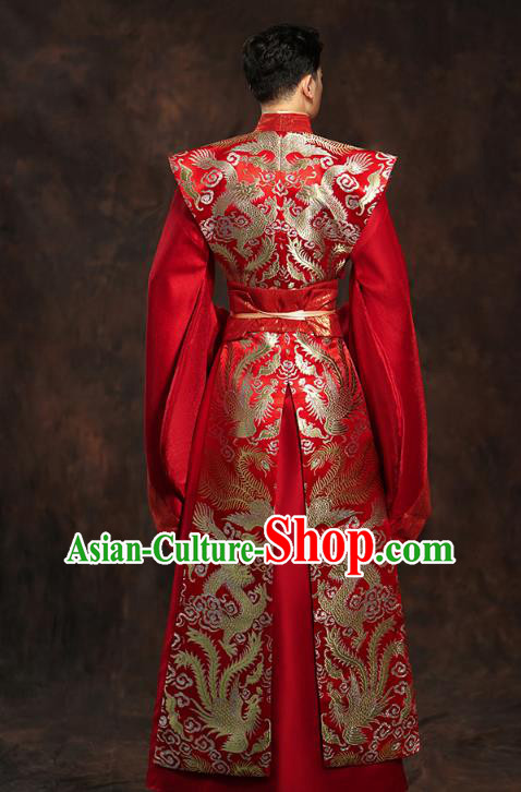 Chinese Ancient Bridegroom Embroidered Hanfu Clothing Traditional Tang Dynasty Emperor Wedding Costumes