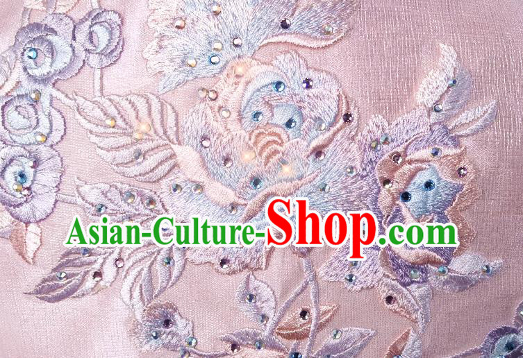 China Traditional Toast Embroidered Pink Dress Wedding Xiuhe Suits Classical Bride Costumes