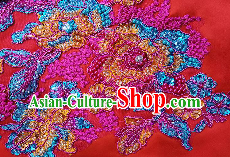 China Classical Bride Drilling Costumes Traditional Embroidery Toast Dress Wedding Red Xiuhe Suits