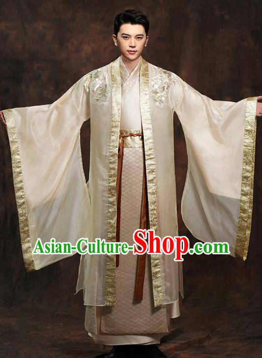 Chinese Ancient Prince Golden Clothing Traditional Song Dynasty Wedding Costumes