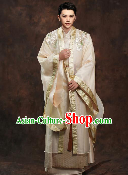 Chinese Ancient Prince Golden Clothing Traditional Song Dynasty Wedding Costumes