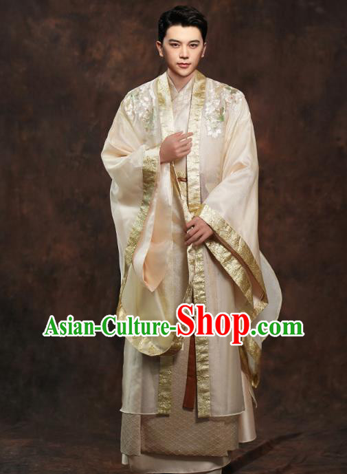 Chinese Ancient Prince Golden Clothing Traditional Song Dynasty Wedding Costumes