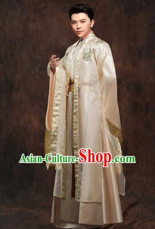 Chinese Ancient Prince Golden Clothing Traditional Song Dynasty Wedding Costumes