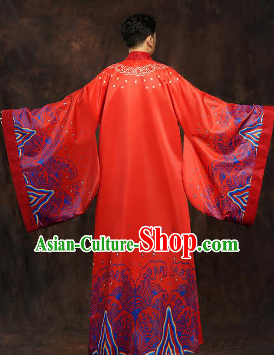 Chinese Ancient Scholar Red Clothing Traditional Han Dynasty Wedding Bridegroom Costumes