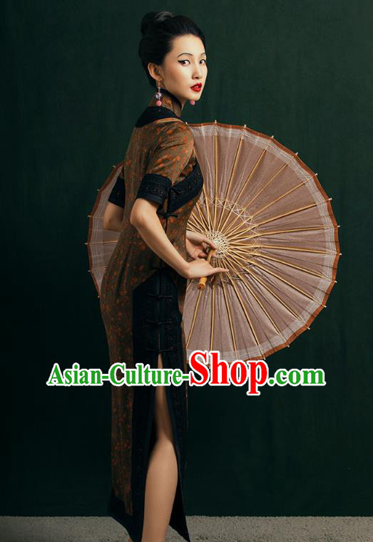 China Classical Plum Blossom Pattern Cheongsam Traditional Shanghai Gambiered Guangdong Gauze Qipao Dress