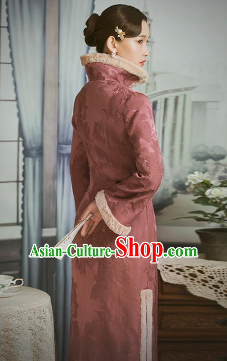 Chinese National Cotton Wadded Coat Tang Suit Pink Gambiered Guangdong Gauze Overcoat Clothing