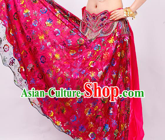 Asian Oriental Dance Rosy Bra and Skirt Stage Performance Uniforms Indian Belly Dance Costumes