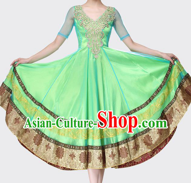 Indian Bollywood Dance Performance Green Dress Belly Dance Clothing Asian Folk Dance Costume