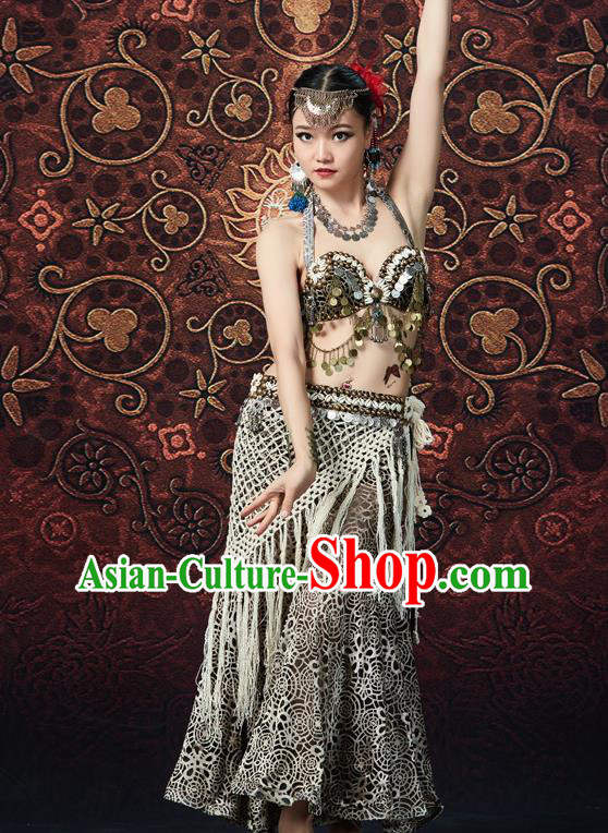 Asian Belly Dance Performance Costumes Indian Oriental Dance Bra and Skirt Uniforms